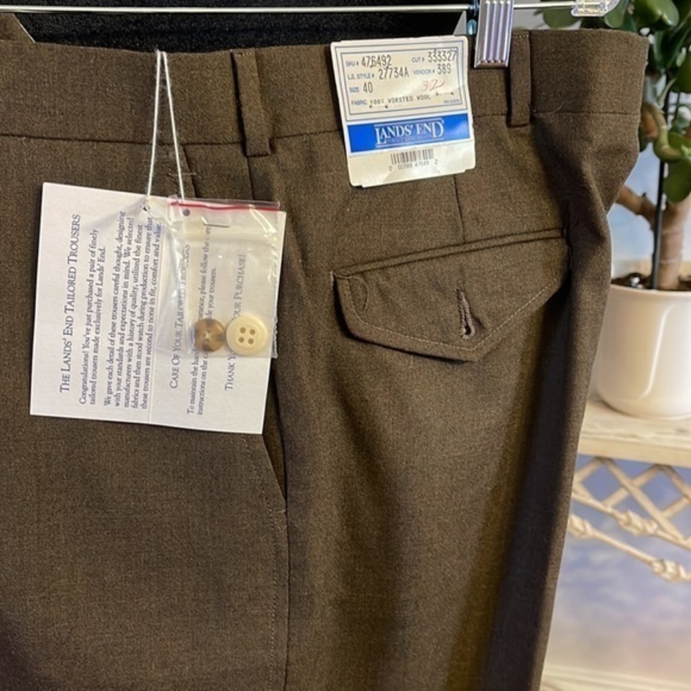 NWT Lands End 100% wool pants chocolate brown 40 32